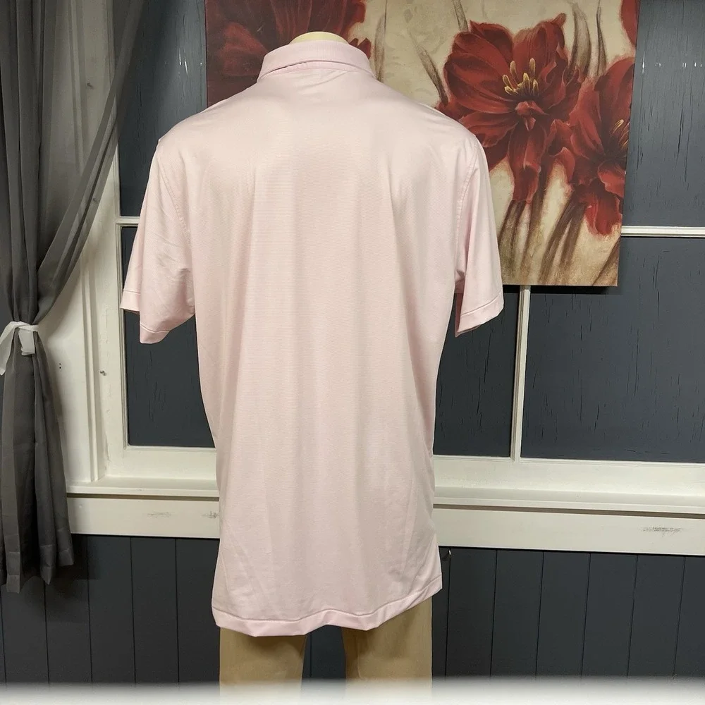 Peter Millar Summer Comfort Polo Golf Shirt Mens XL Loose Fit Pink Striped